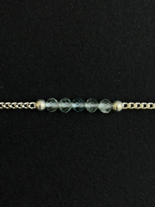 FLUORITA AZUL PULSERA PLATA
