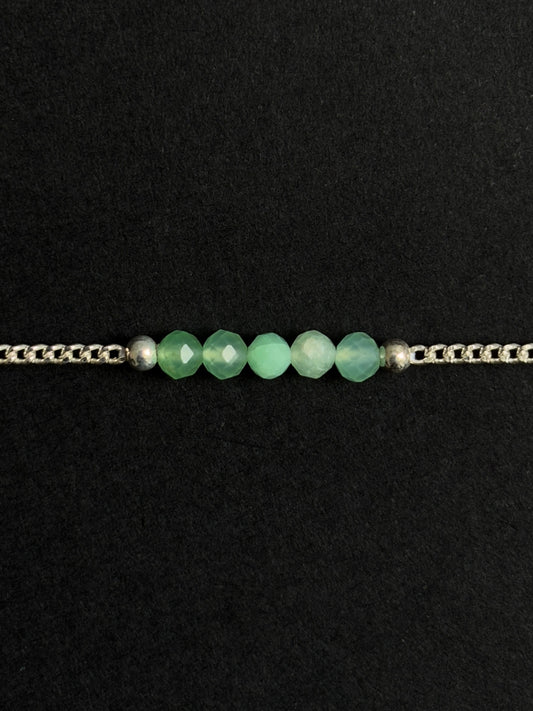CRISOPRASA PULSERA PLATA