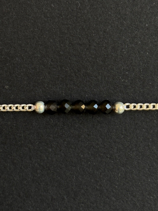 OBSIDIANA NEGRA PULSERA PLATA