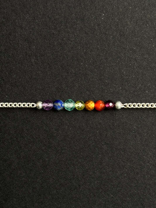 7 CHAKRAS PULSERA PLATA