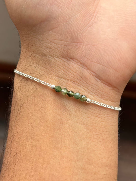 TURMALINA VERDE PULSERA PLATA
