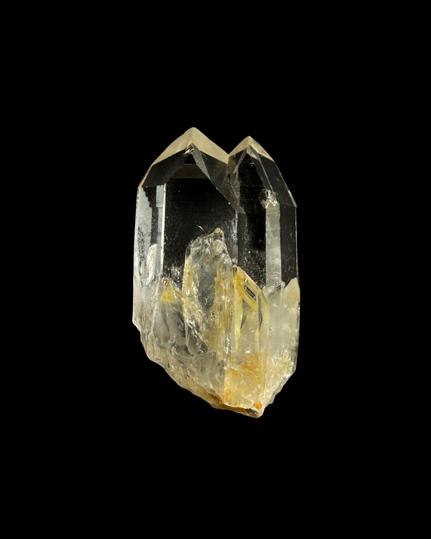 CUARZO CRISTAL Y LIMONITA MACLA GEMELOS (M)