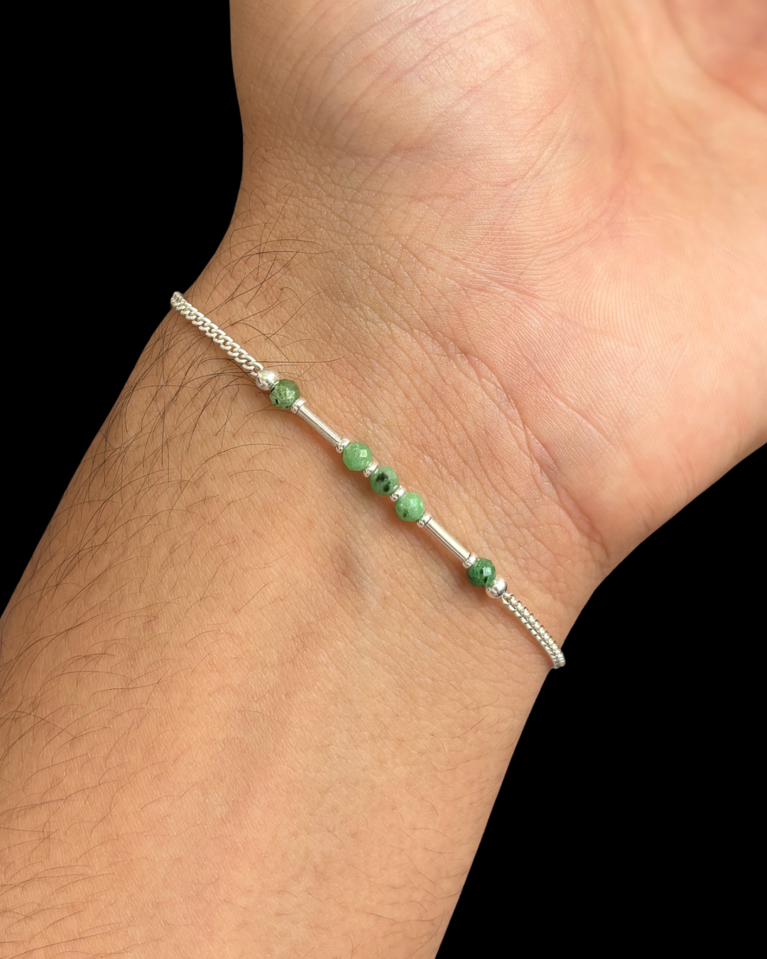ZOISITA PULSERA PLATA