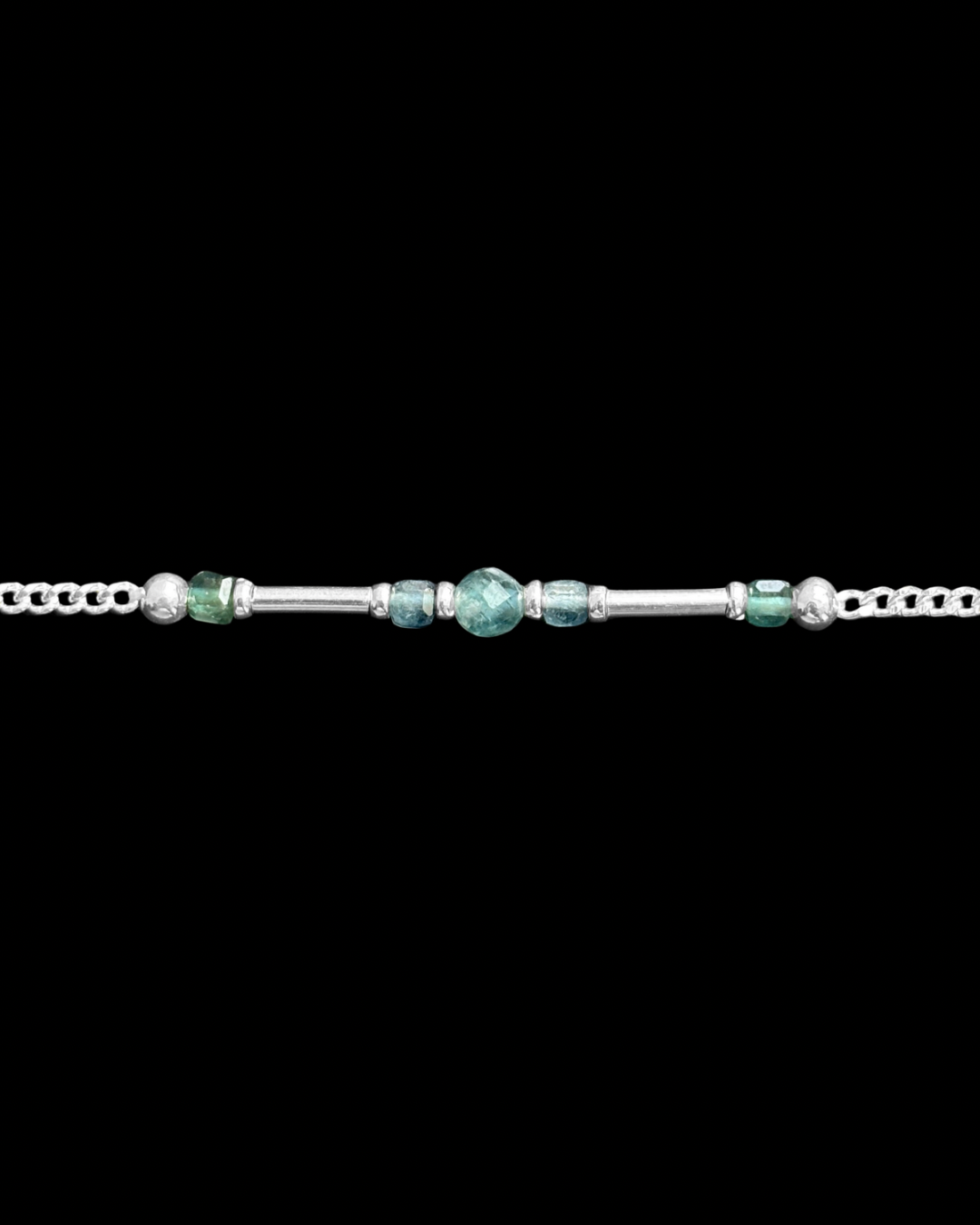 TURMALINA AZUL PULSERA PLATA
