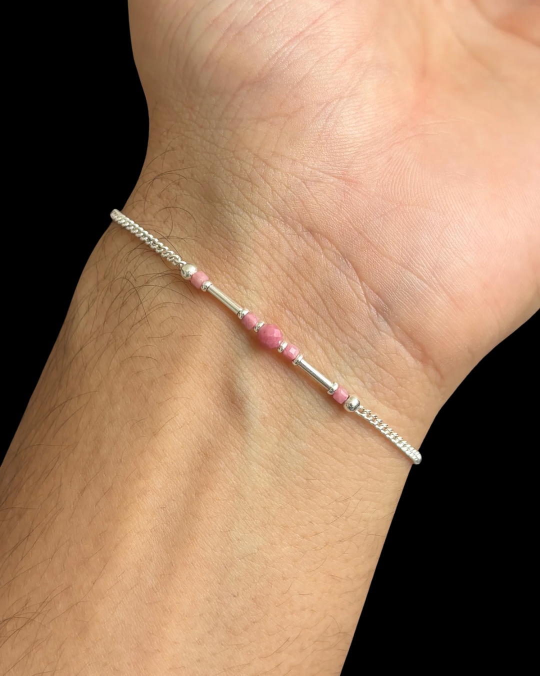 RODONITA PULSERA PLATA