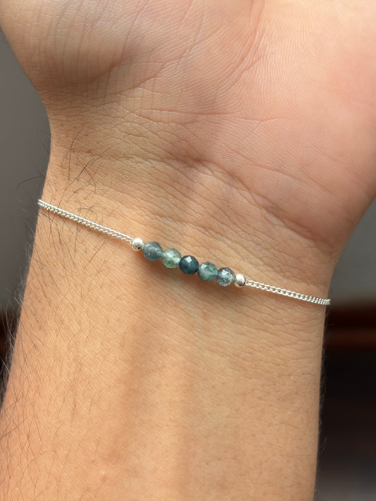 TURMALINA AZUL PULSERA PLATA