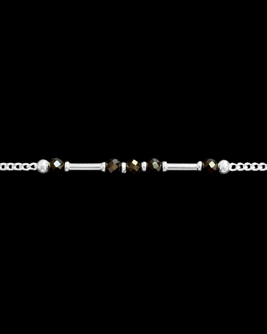 ESPINELA NEGRA PULSERA PLATA