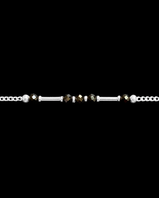 ESPINELA NEGRA PULSERA PLATA