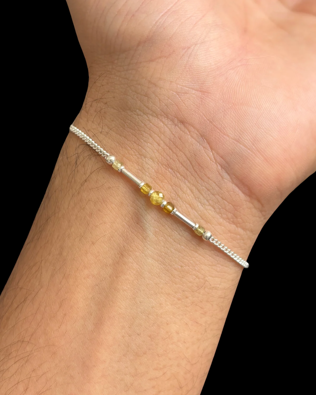 TURMALINA AMARILLA PULSERA PLATA