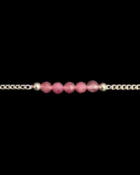 TURMALINA ROSA PULSERA PLATA