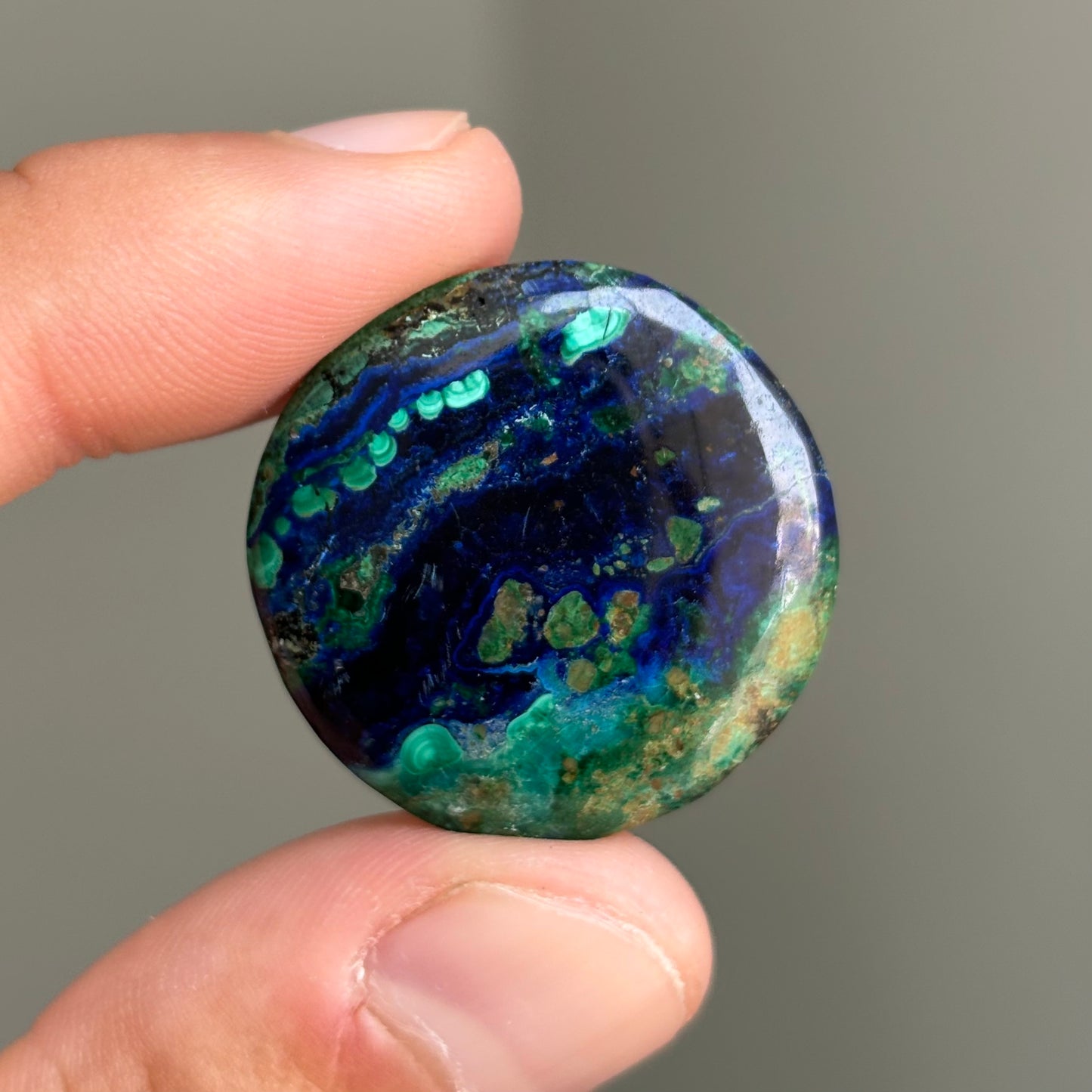 malachite, azurite and chrysocolla cabochon