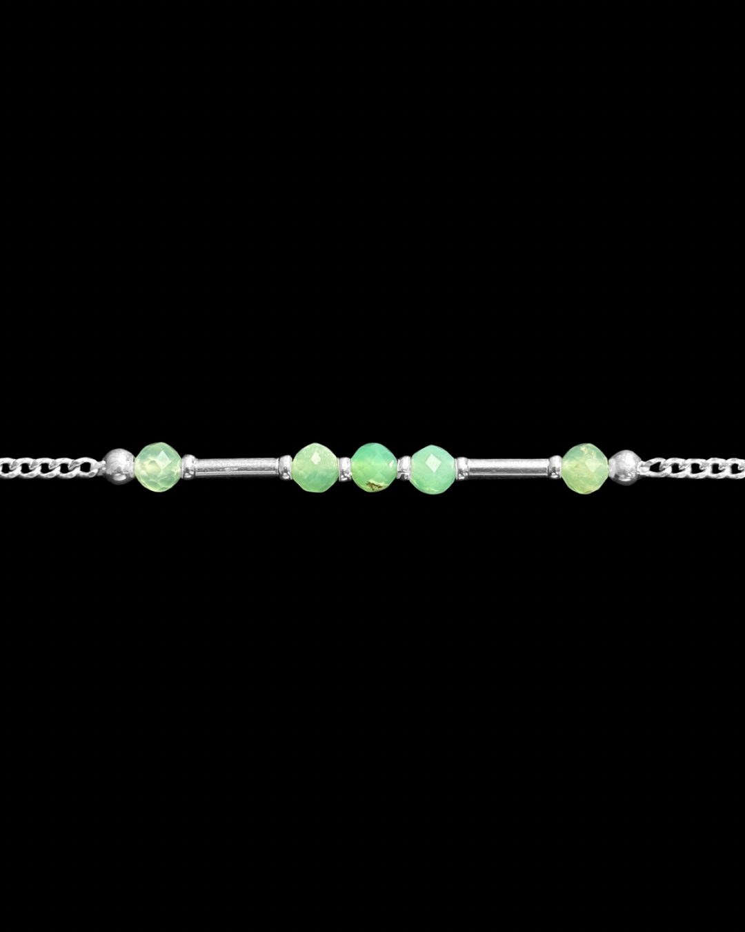 CRISOPRASA PULSERA PLATA