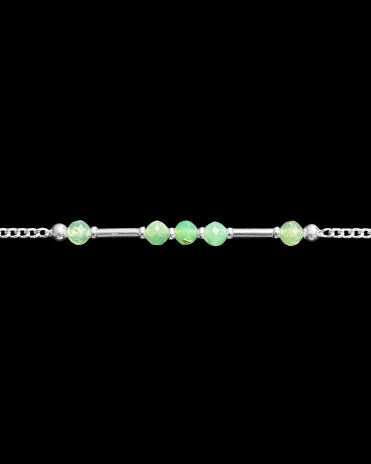 CRISOPRASA PULSERA PLATA