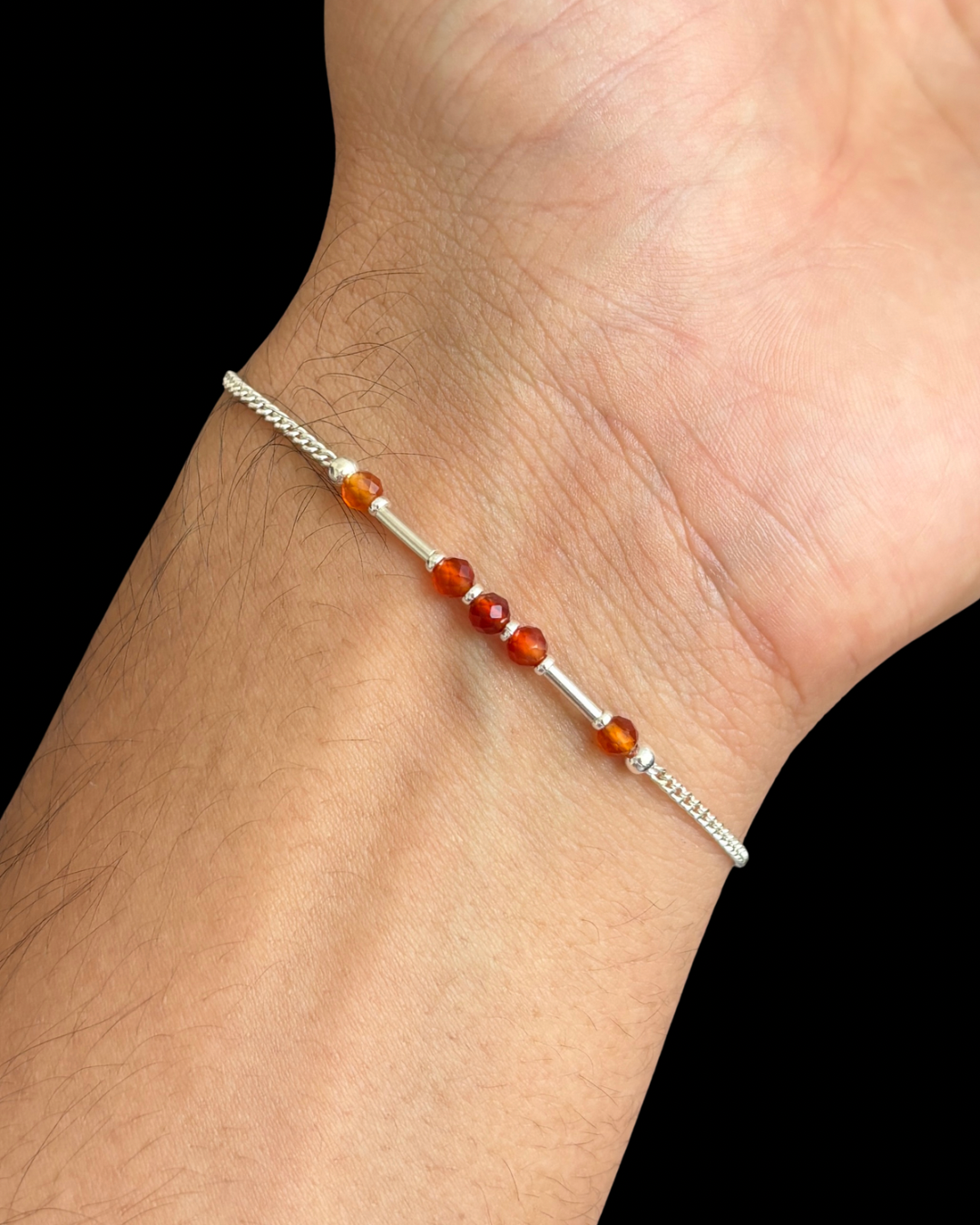CORNALINA PULSERA PLATA