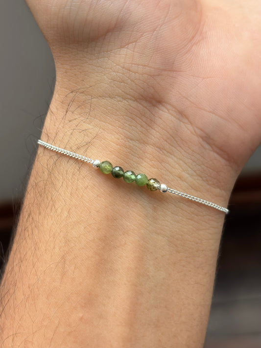 TURMALINA VERDE PULSERA PLATA