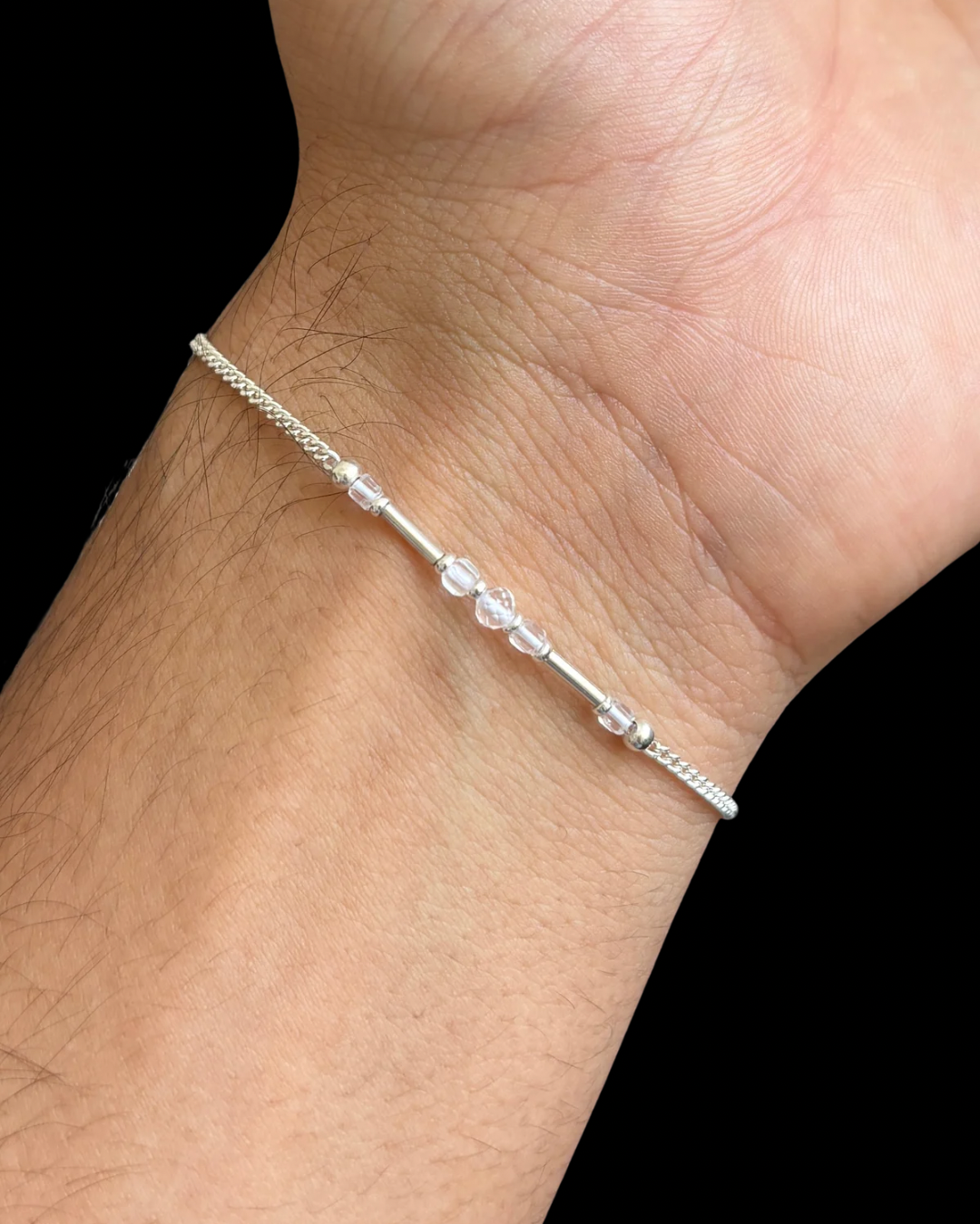 CUARZO CRISTAL PULSERA PLATA