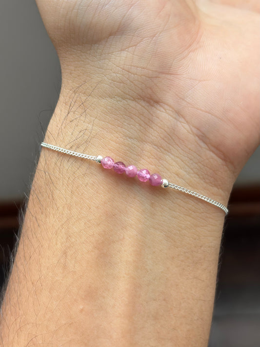 TURMALINA ROSA PULSERA PLATA