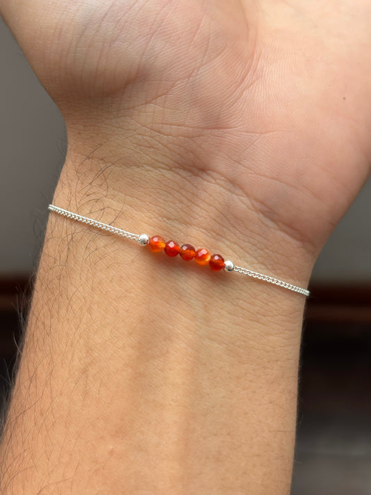 CORNALINA PULSERA PLATA