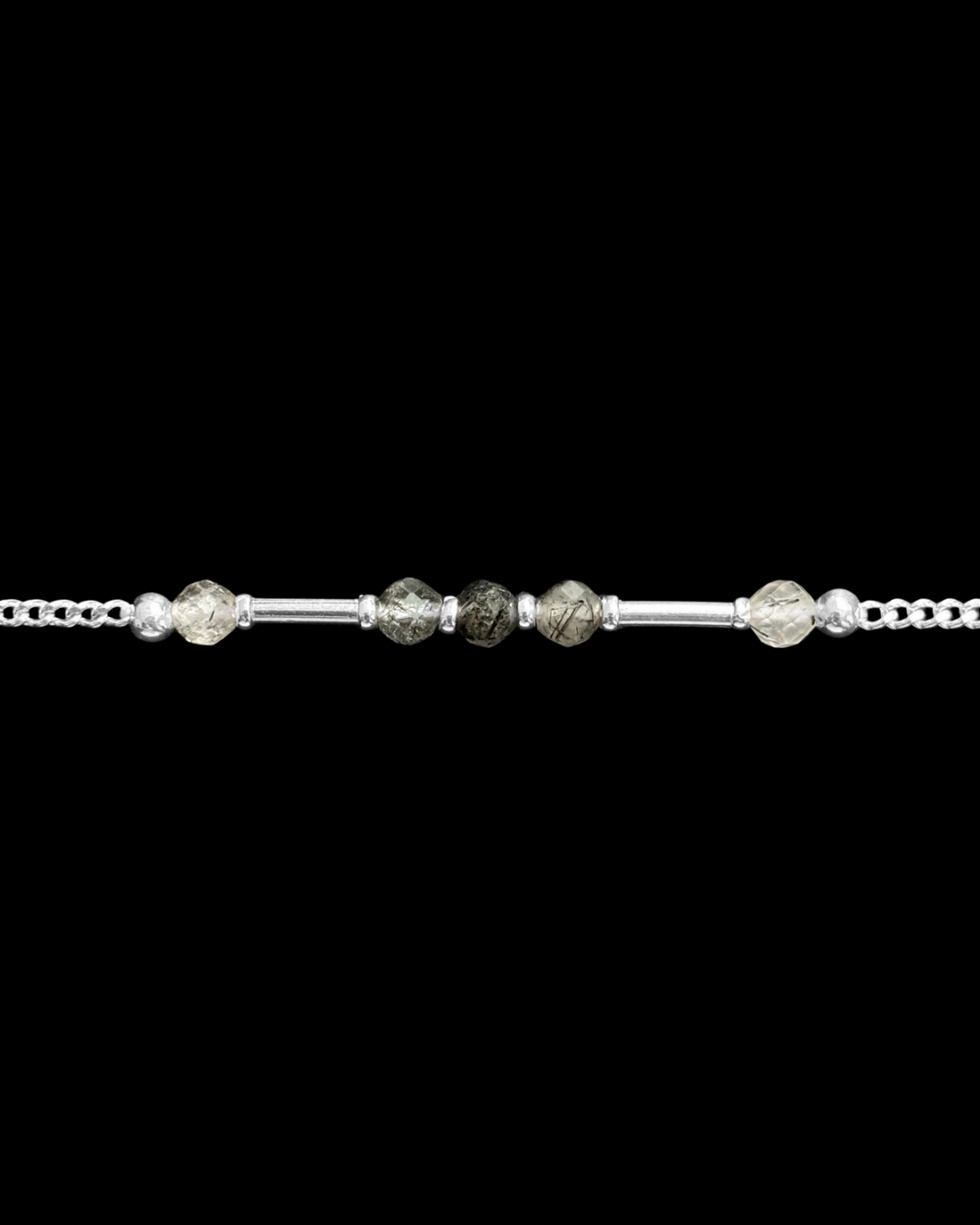 CUARZO TURMALINADO PULSERA PLATA