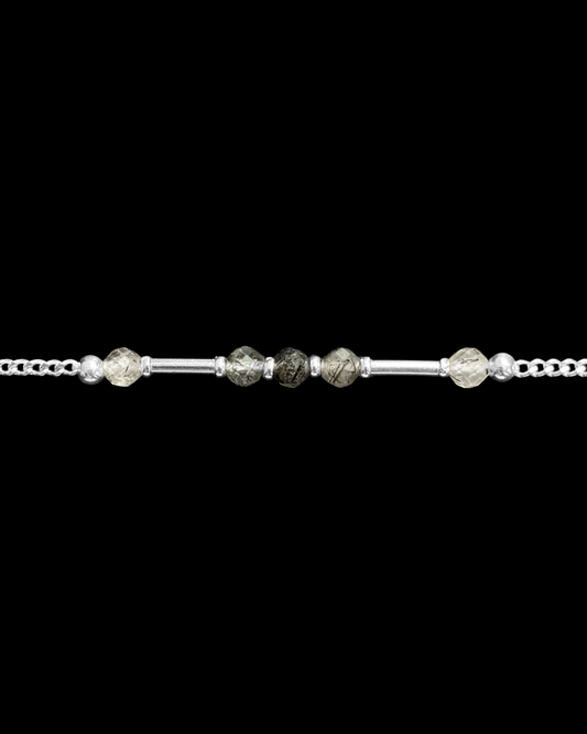 CUARZO TURMALINADO PULSERA PLATA