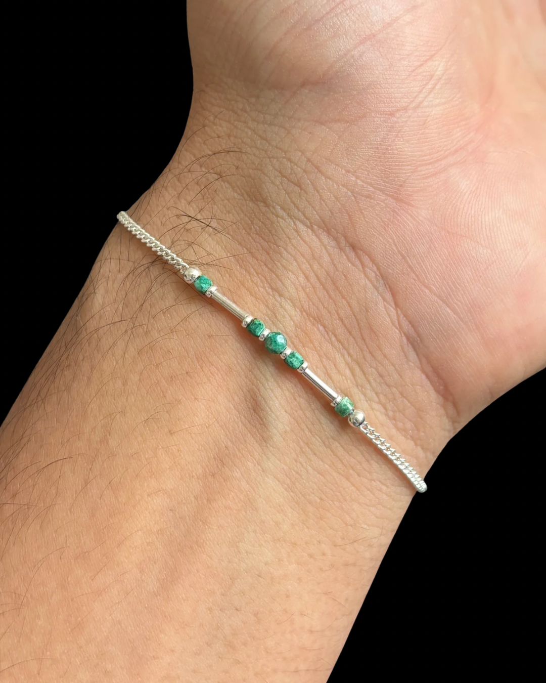 CRISOCOLA PULSERA PLATA