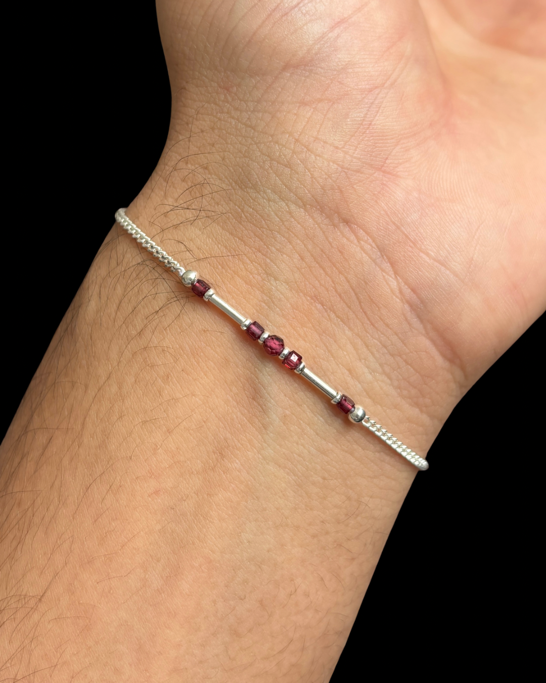 GRANATE PULSERA PLATA