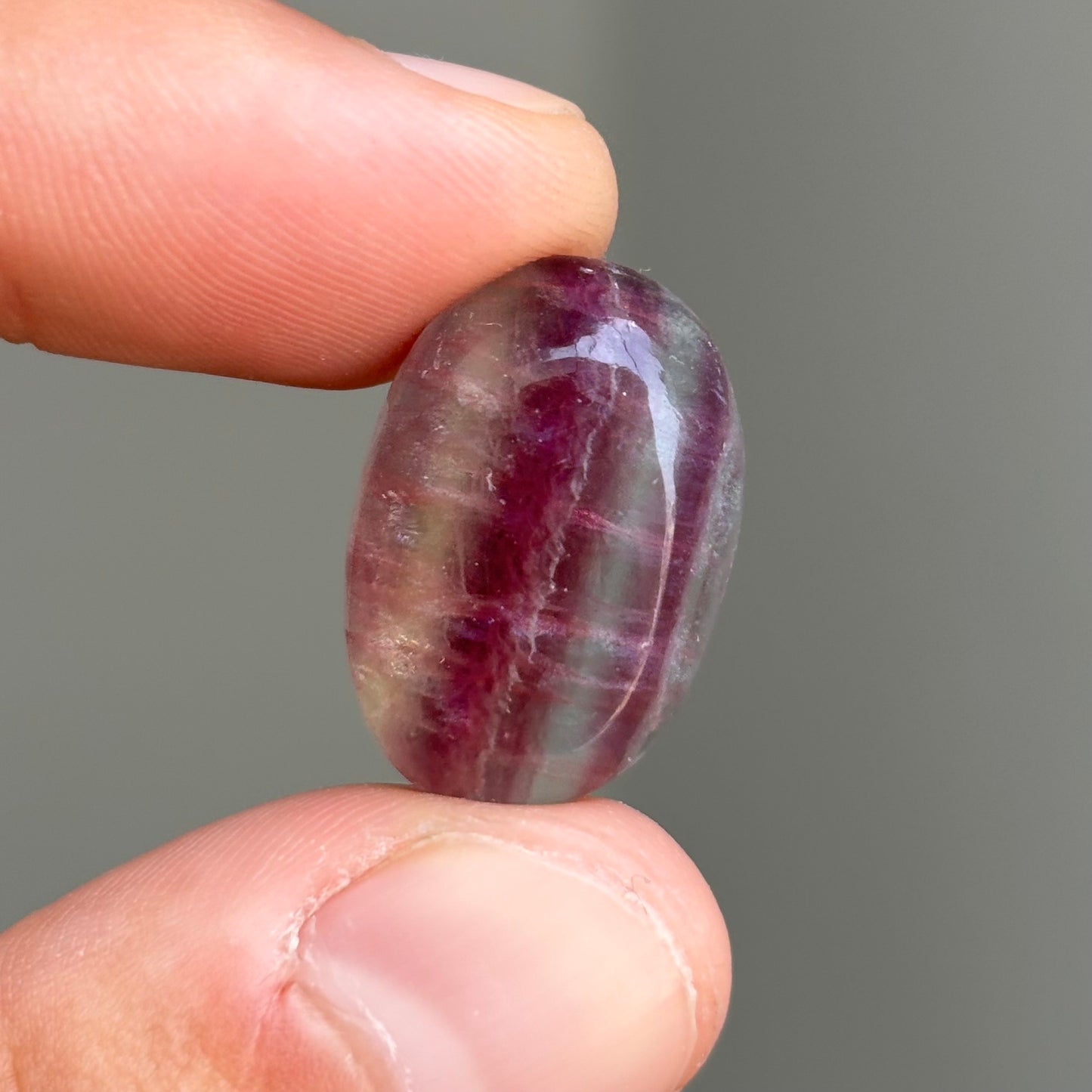 bicolor fluorite cabochon