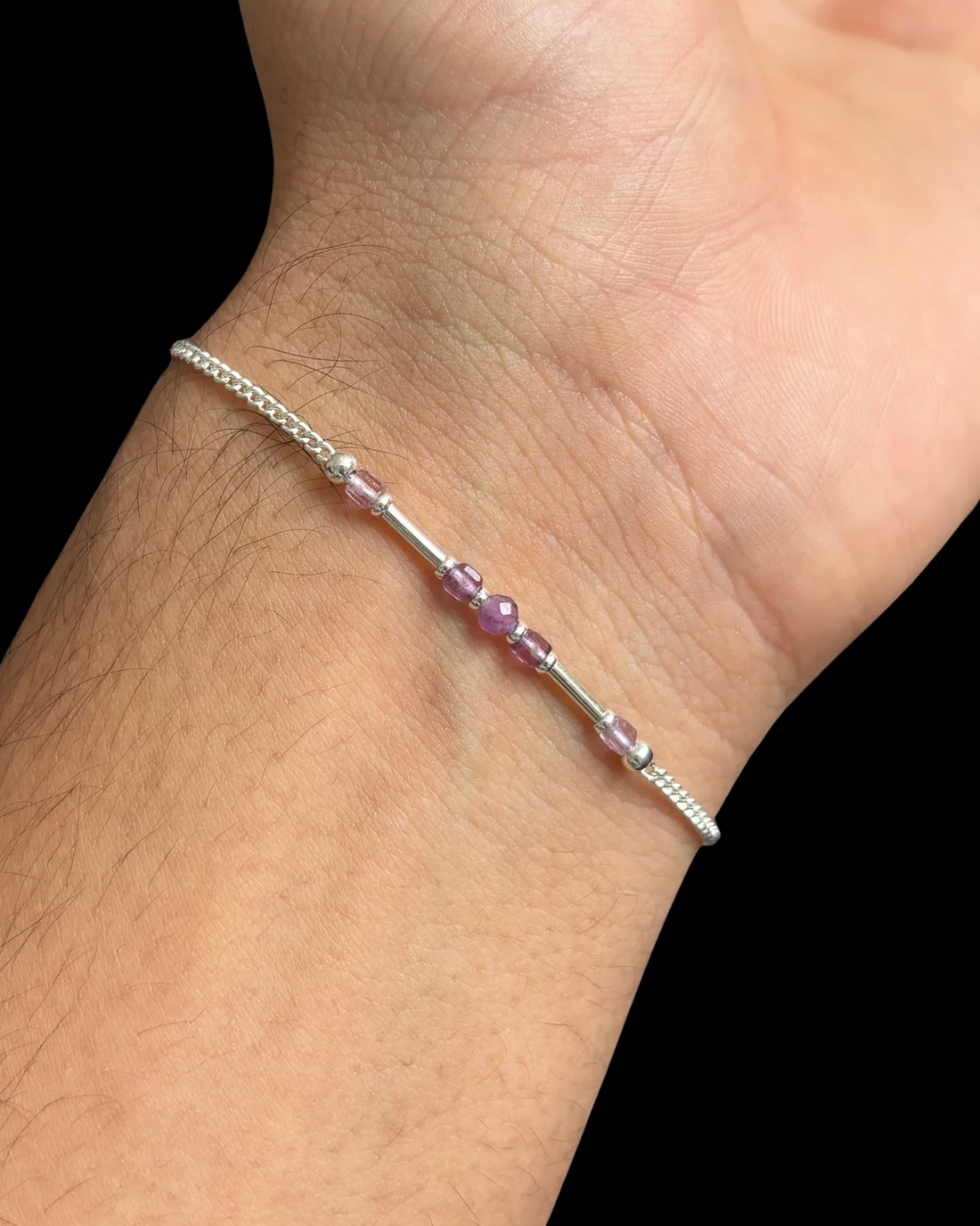 FLUORITA MORADA PULSERA PLATA