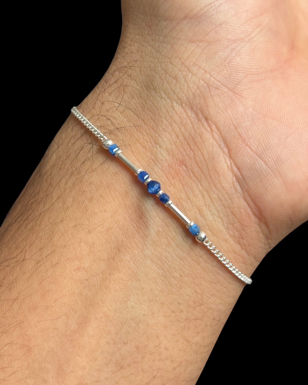CIANITA AZUL PULSERA PLATA