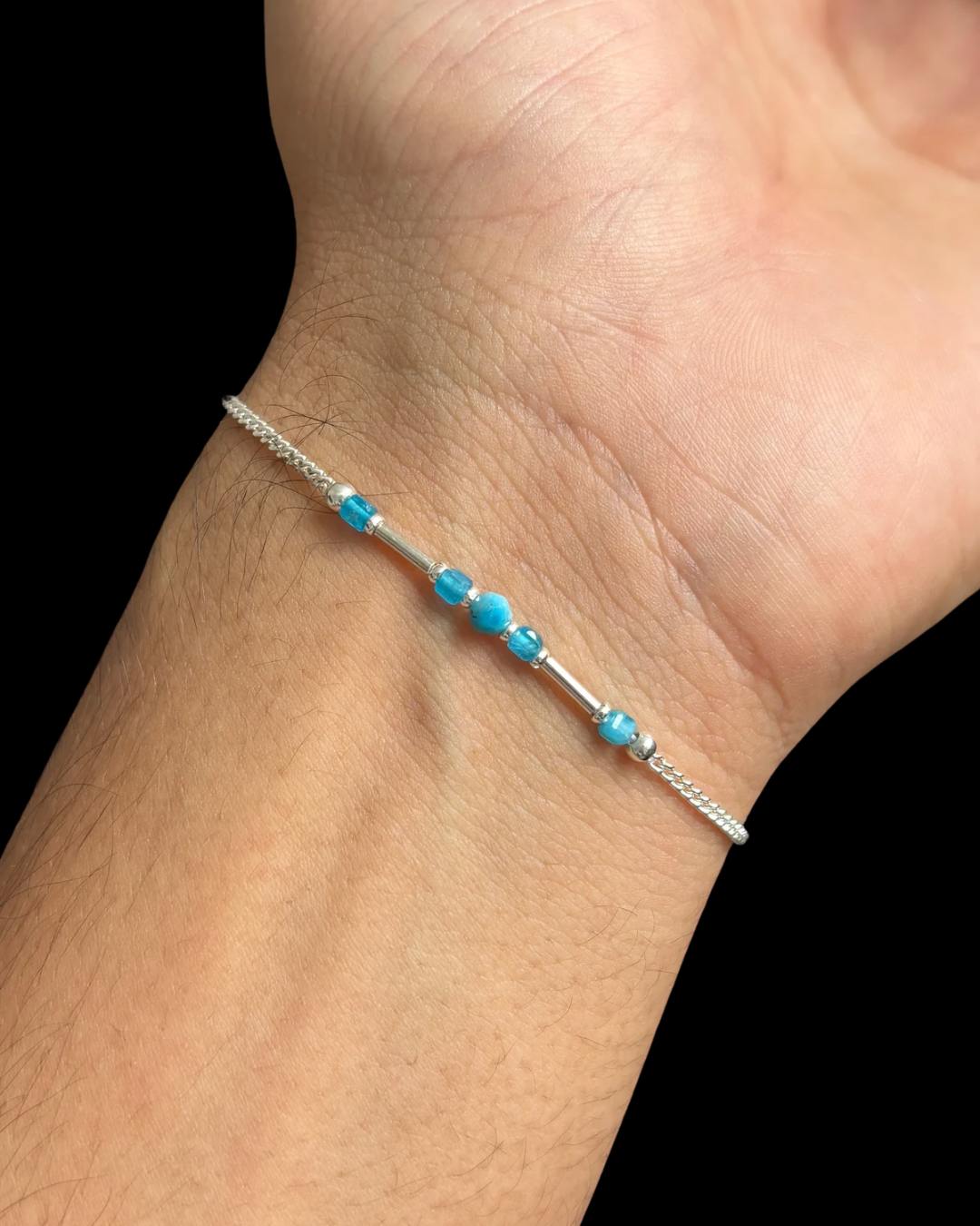 APATITO AZUL PULSERA PLATA