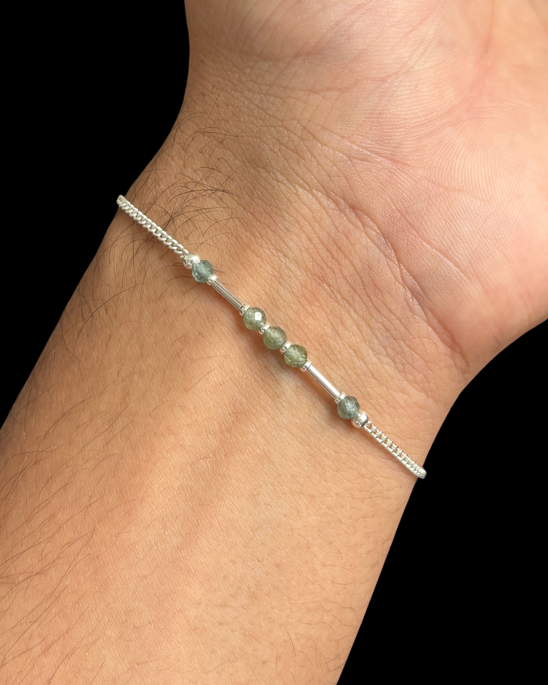 APATITO VERDE PULSERA PLATA