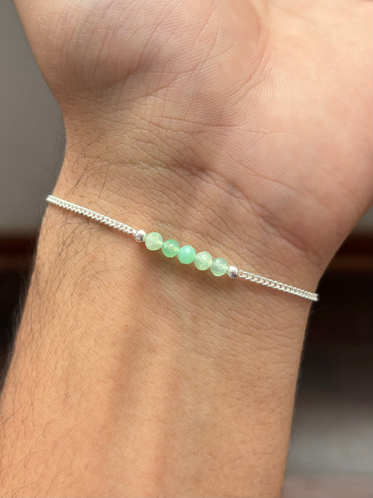 CRISOPRASA PULSERA PLATA