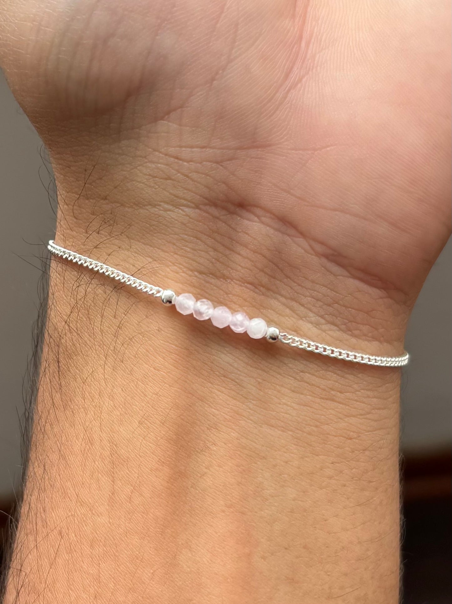 CUARZO ROSA PULSERA PLATA