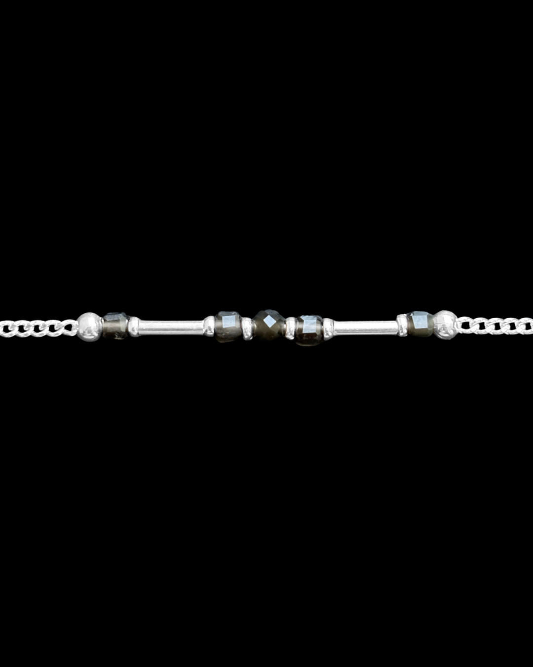 OBSIDIANA NEGRA PULSERA PLATA