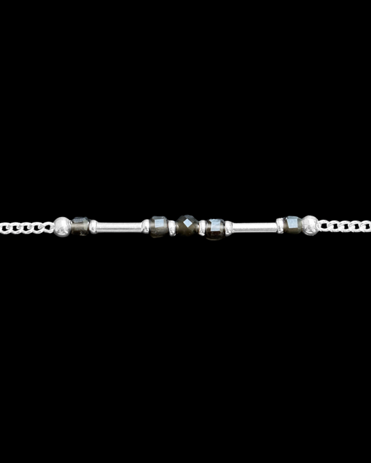OBSIDIANA NEGRA PULSERA PLATA