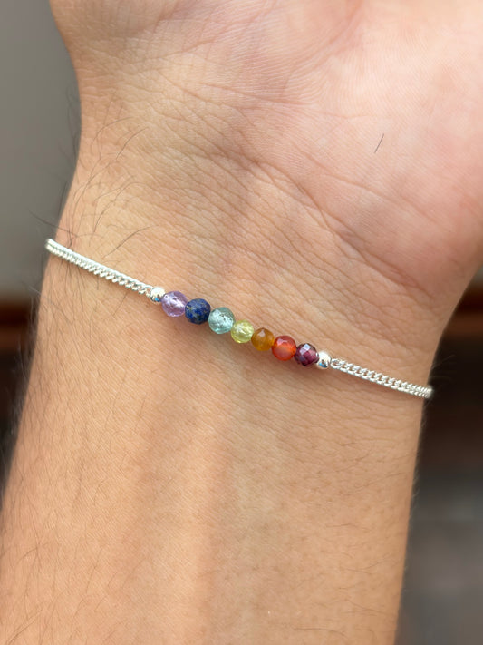 7 CHAKRAS PULSERA PLATA