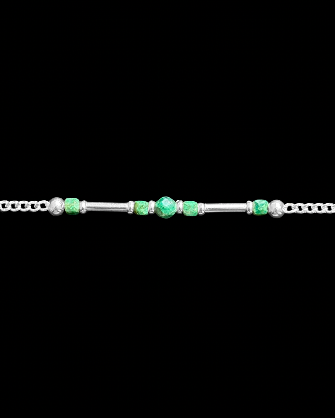 CRISOCOLA PULSERA PLATA