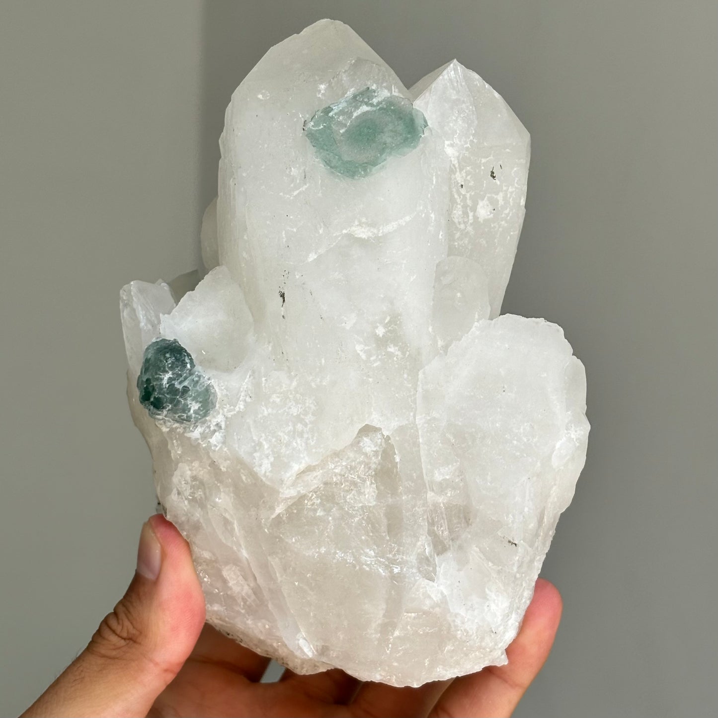 crystal quartz and green fluorite