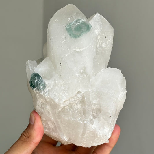 crystal quartz and green fluorite