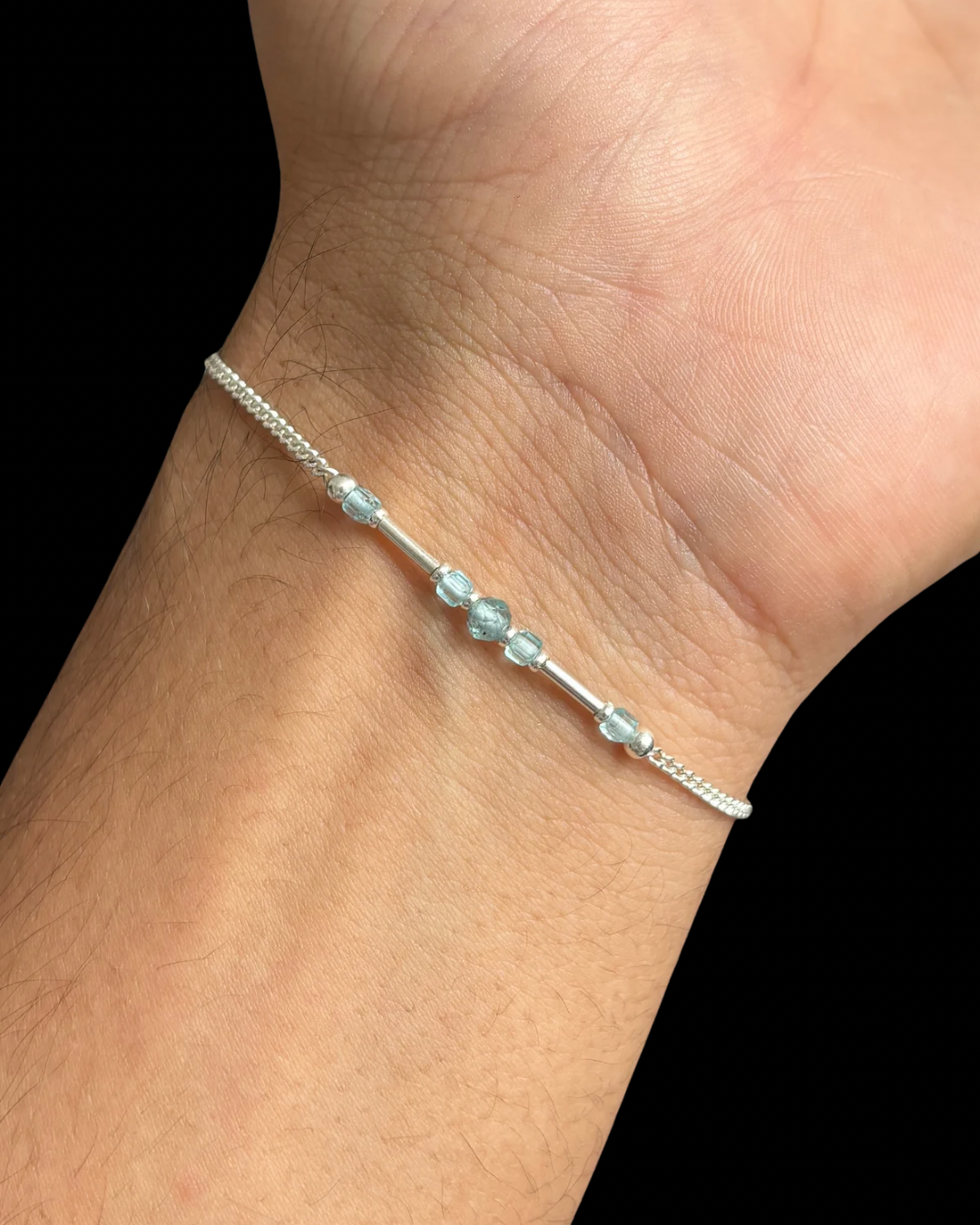 APATITO CELESTE PULSERA PLATA