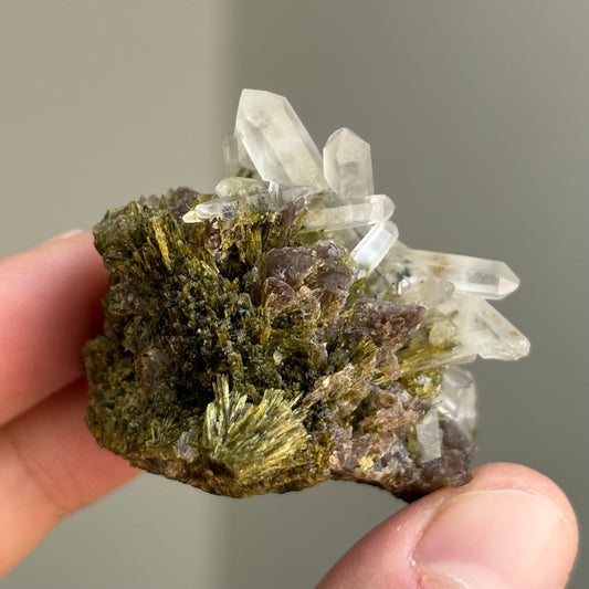 axinite, epidote and crystal quartz