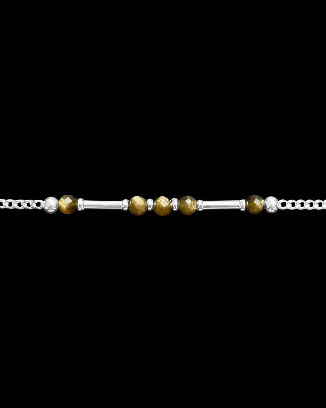 OBSIDIANA DORADA PULSERA PLATA
