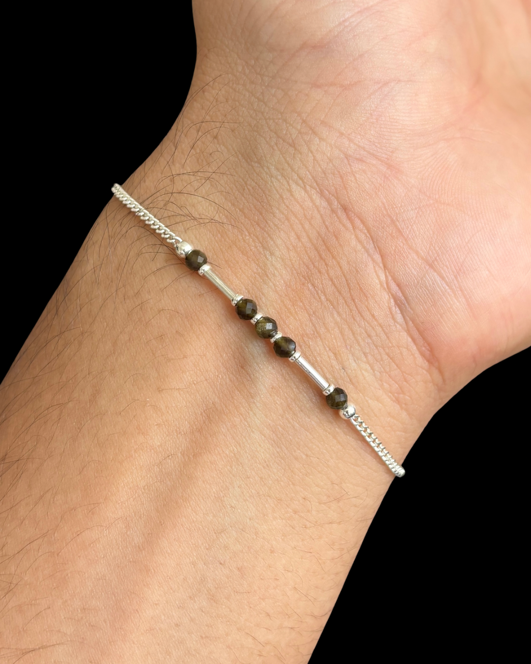 OBSIDIANA DORADA PULSERA PLATA