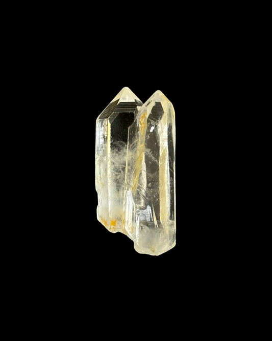 CUARZO CRISTAL Y LIMONITA MACLA GEMELOS (M)