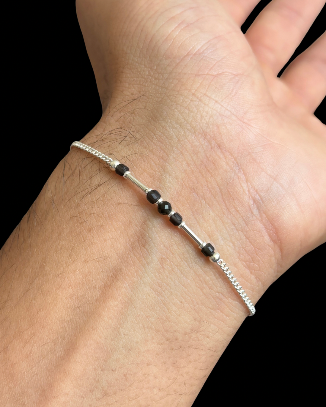 OBSIDIANA NEGRA PULSERA PLATA