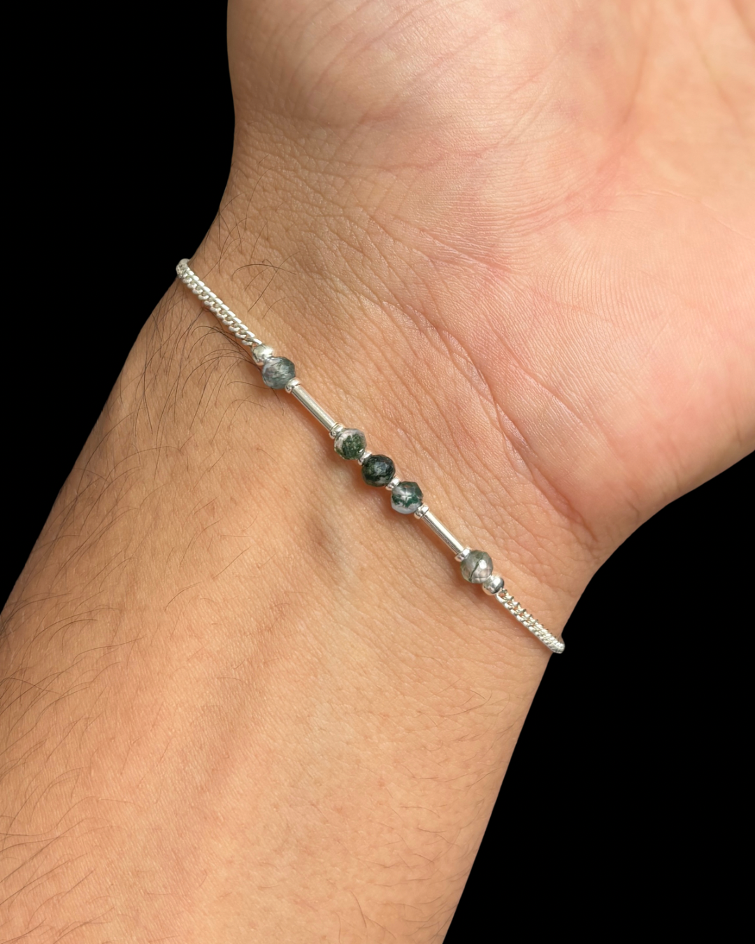 ÁGATA MUSGOSA PULSERA PLATA