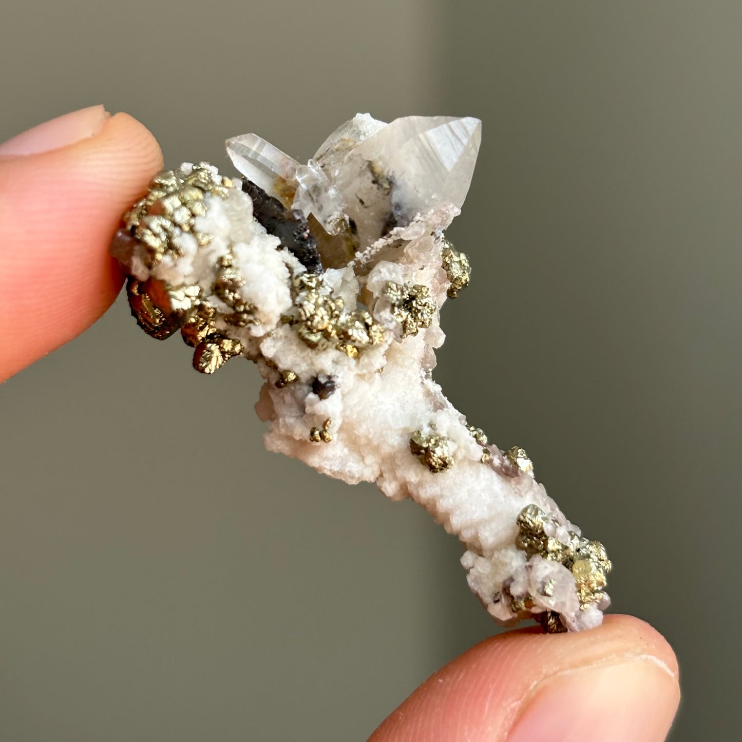 crystal quartz, clear calcite and pyrite