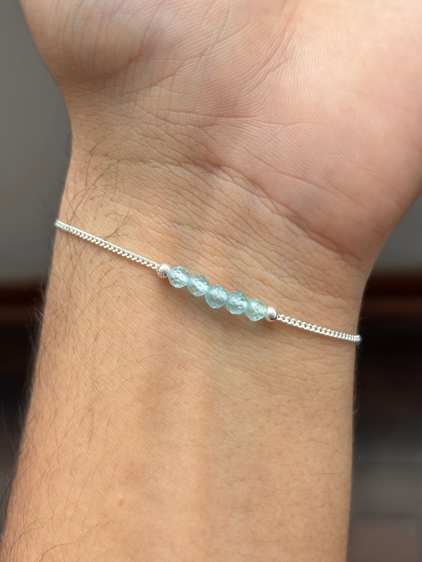 APATITO CELESTE PULSERA PLATA