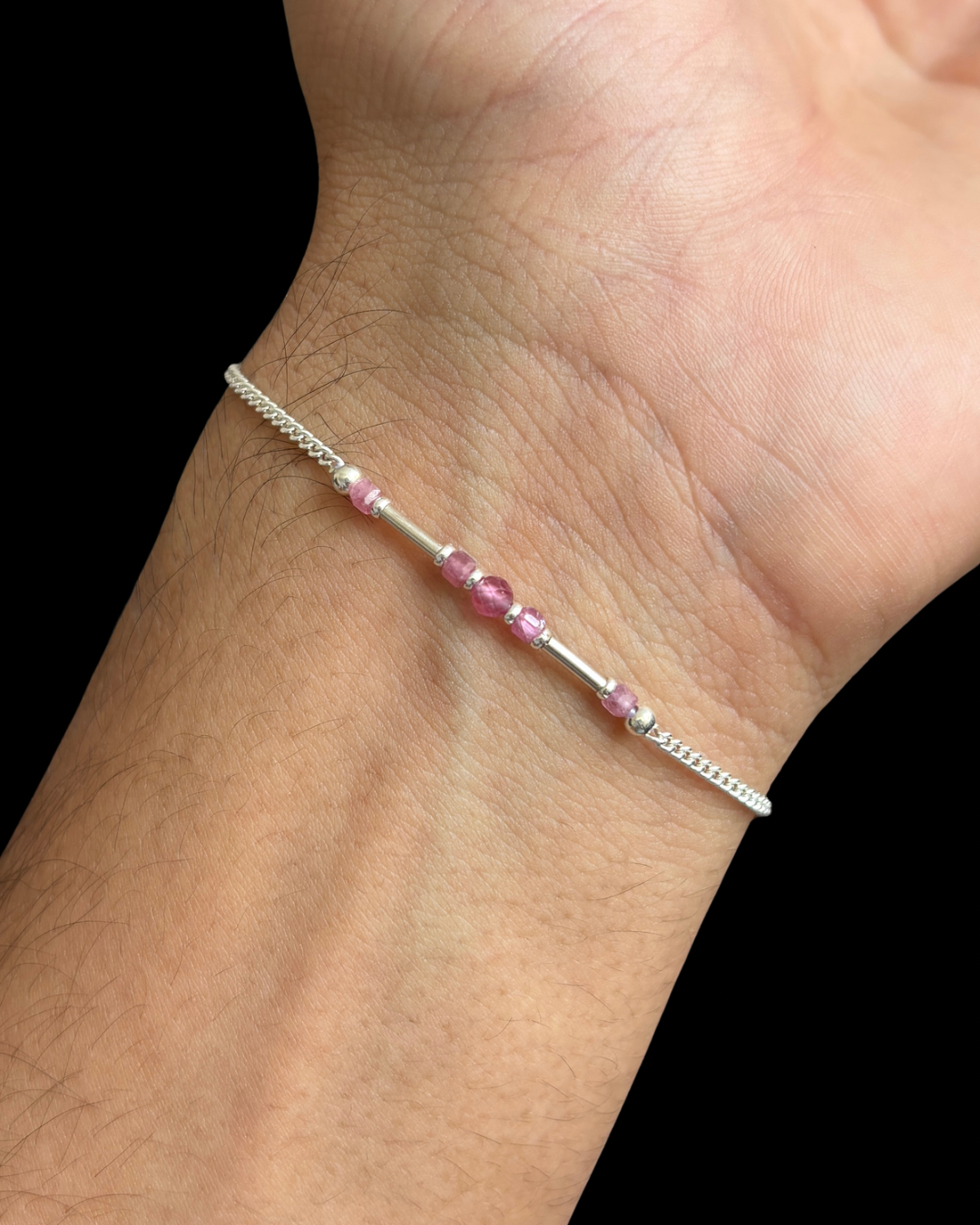 TURMALINA ROSA PULSERA PLATA