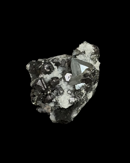 TETRAEDRITA CRISTALIZADA Y CUARZO CRISTAL (M)